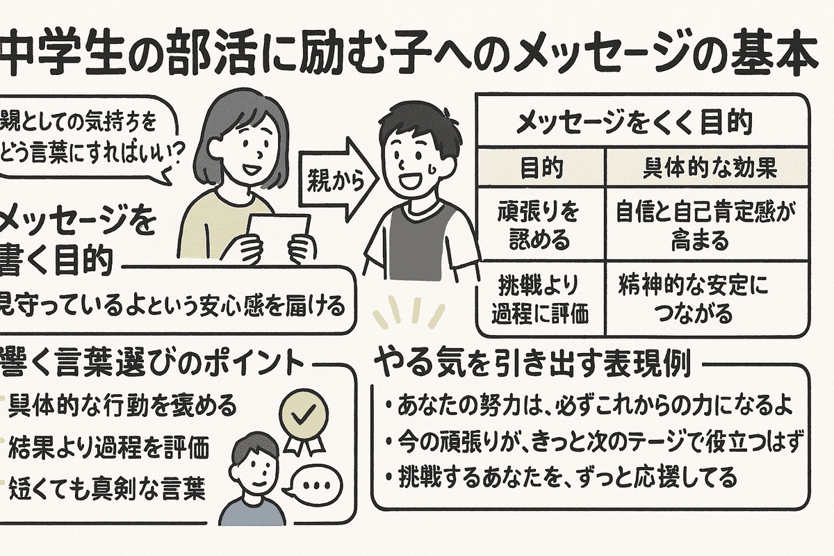 中学生の部活に励む子へ｜親から贈る心に響くメッセージ例文集 - note’ no naka