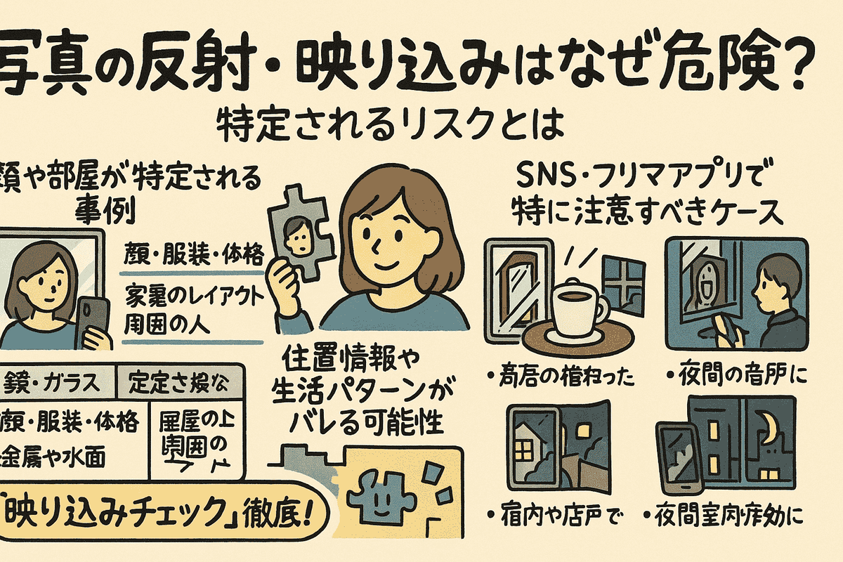 写真の反射・映り込みはなぜ危険?特定されるリスクとは