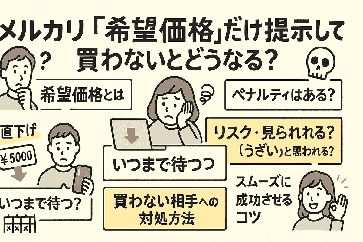 メルカリで「希望価格」だけ提示して買わないとどうなる？ペナルティの