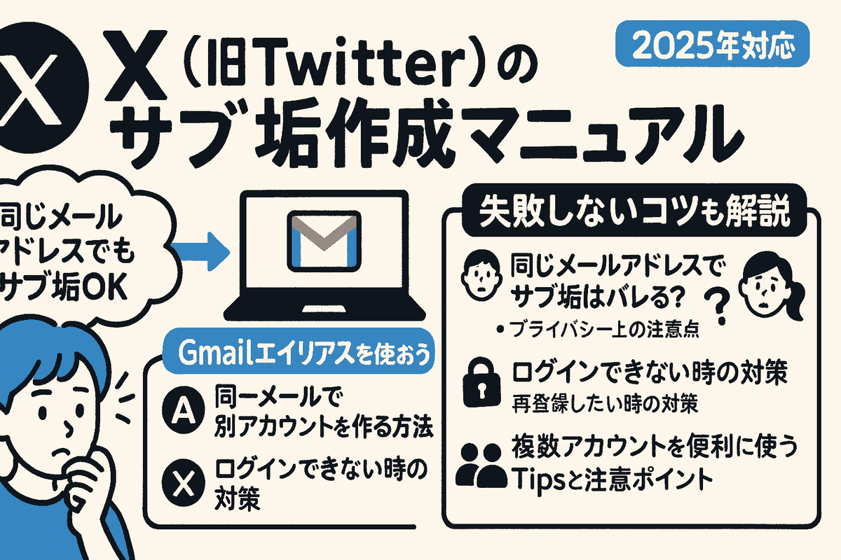 2025年対応】X（旧Twitter）のサブ垢作成マニュアル｜同じメール
