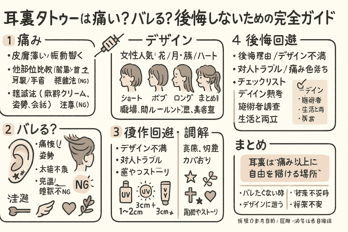 耳裏タトゥーは痛い?バレる?後悔しないための完全ガイド - oyakudachi’s diary