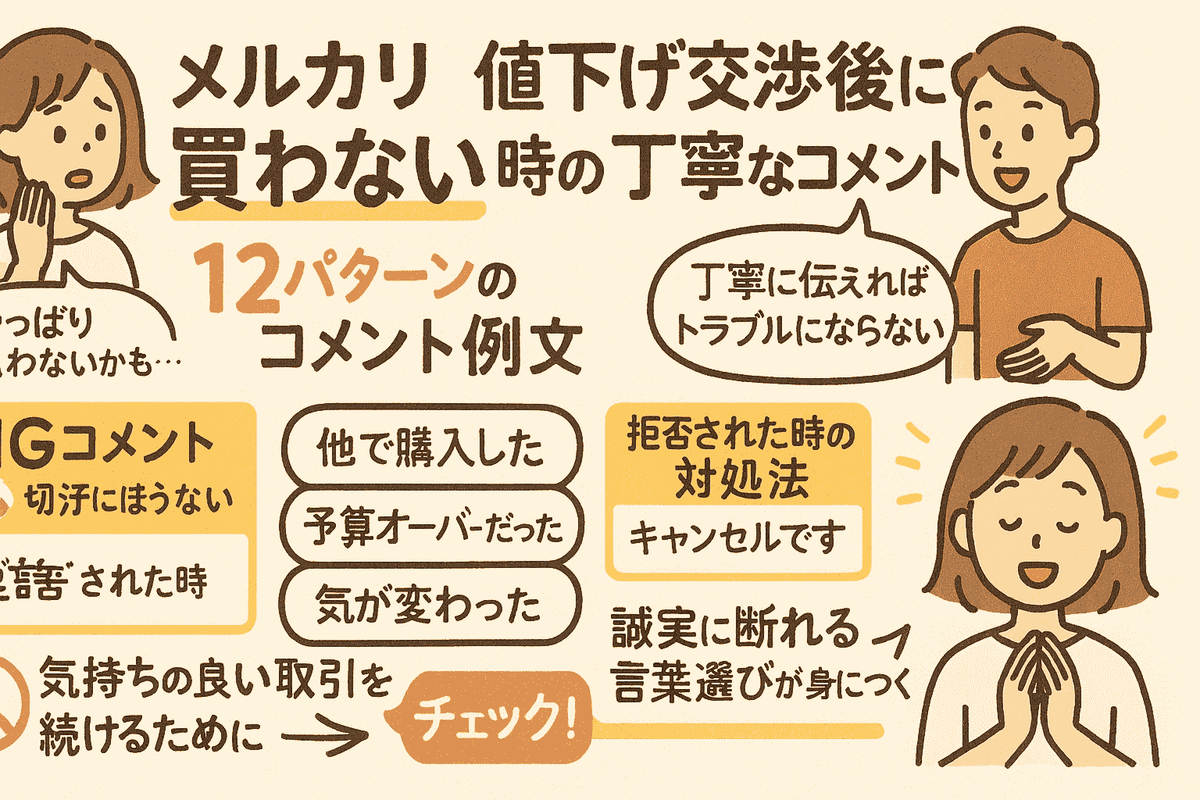 メルカリで値下げ交渉後に「買わない」時の丁寧なコメント例文12選