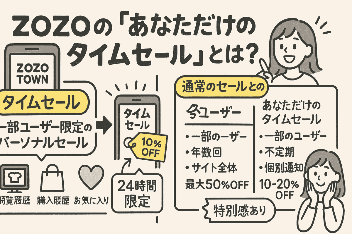 ZOZOの「あなただけのタイムセール」は何時に開催?通知のタイミングと選ばれる条件まとめ - note’ no naka