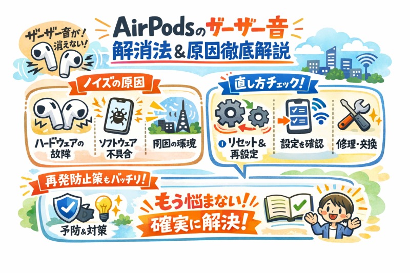 AirPodsのザーザー音が消えない？今すぐできる直し方と原因を徹底解説