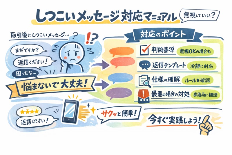 メルカリ取引完了後の「しつこいメッセージ」対応マニュアル【無視して 