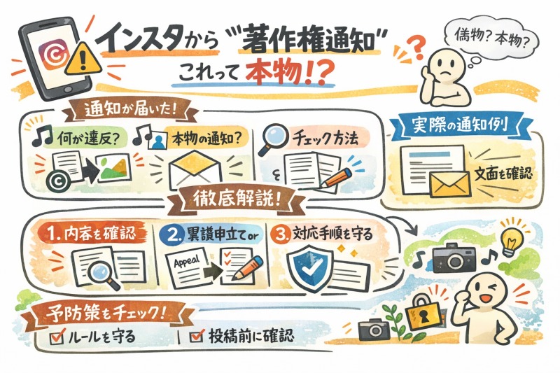インスタから「著作権通知」…これって本物?放置のリスクと正しい対処法