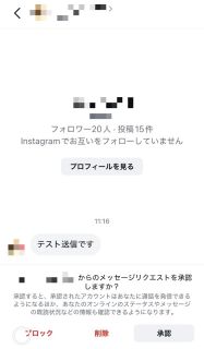 ▲実際の「メッセージリクエスト」画面。承認しない限り、メッセージは通常のDMとして届きません。