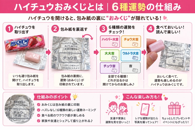ハイチュウおみくじとは｜6種運勢の仕組み