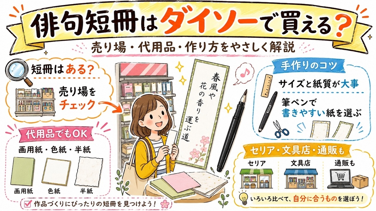俳句 短冊 100均 俳句短冊はダイソーで買える 売り場・代用品