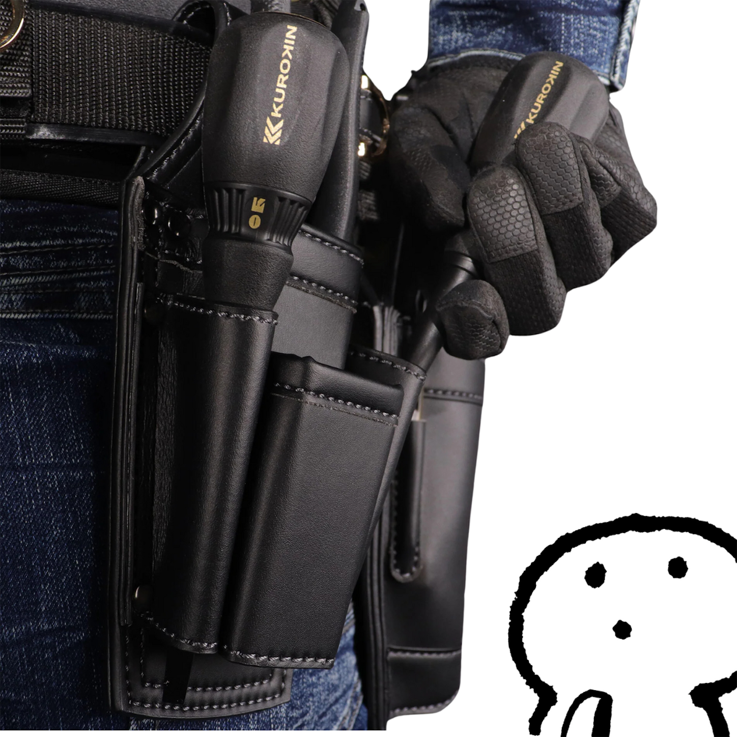 黒金腰袋1式 現場プロも唸るスタイリッシュなKUROKIN（黒金）腰袋/工具差し