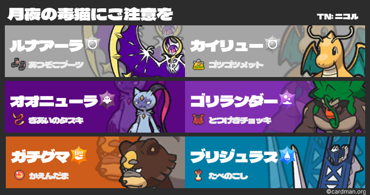 S18 最終201位 レート2054】月夜の毒猫にご注意を【ポケモンSVシングル