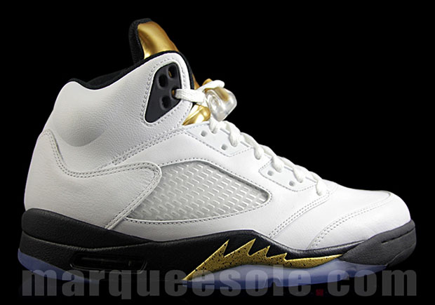 On Sale Nike Air Jordan 5 Retro GS White Fire Red Black 136027-1