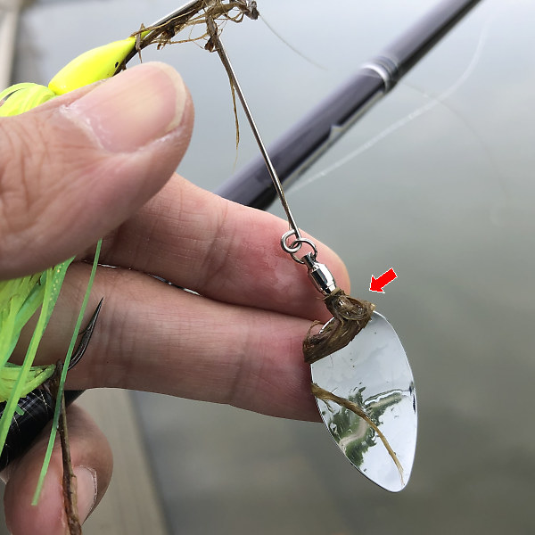 スピナベのスイベルに絡む草