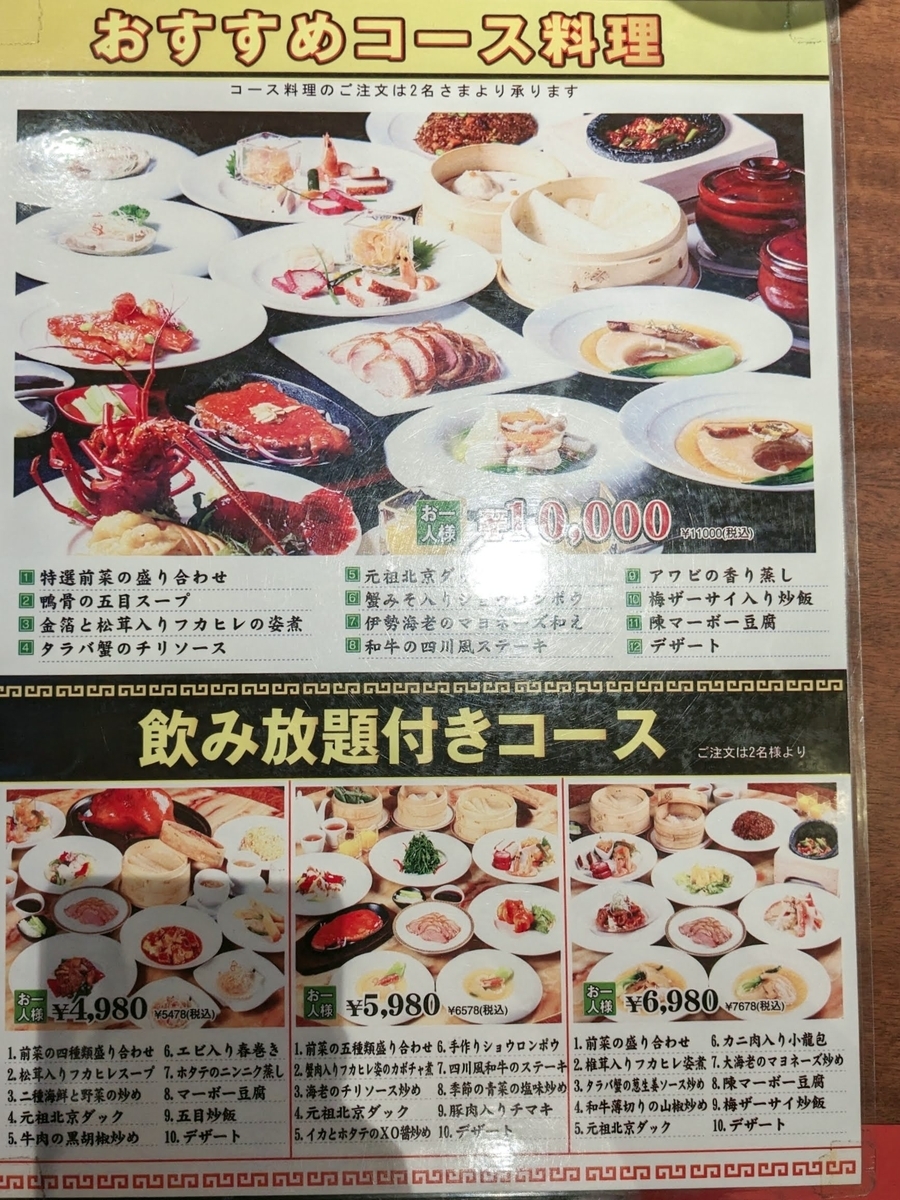 民福北京火考鴨店 中華街店　メニュー