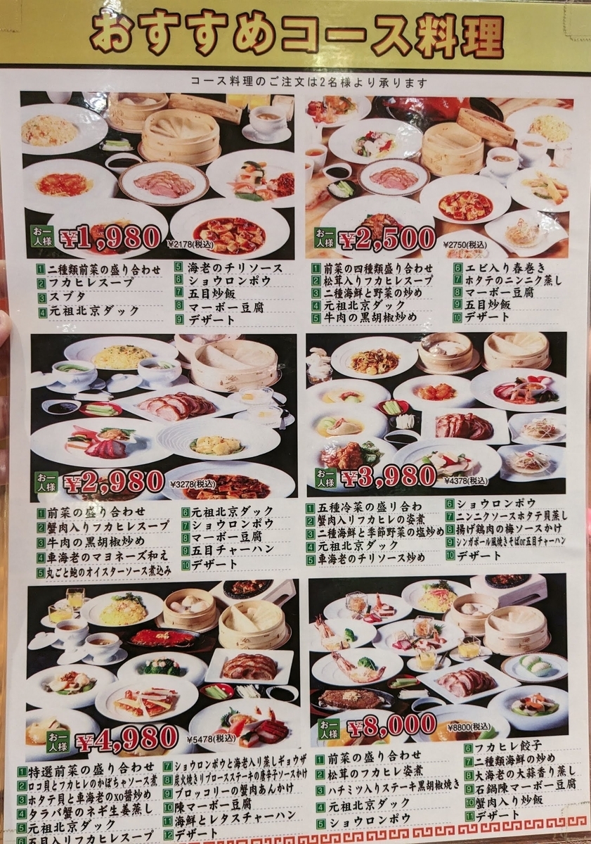 民福北京火考鴨店 中華街店　メニュー２