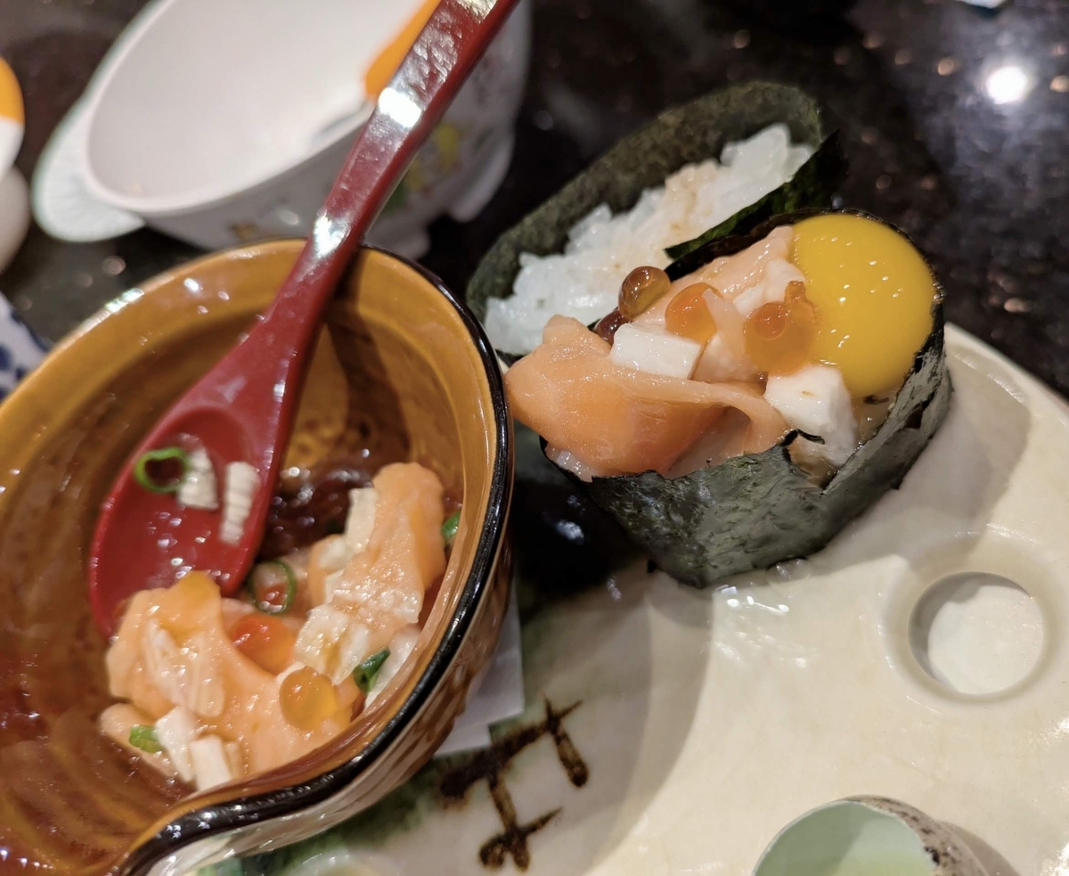 廻鮮寿司しまなみ イオンモール広島府中店　しあわせばくだん　サーモン２