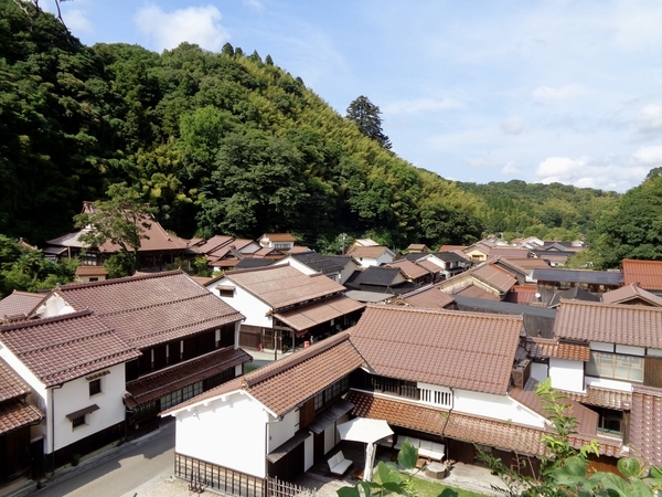 赤い瓦屋根の町並みを上から撮った写真
