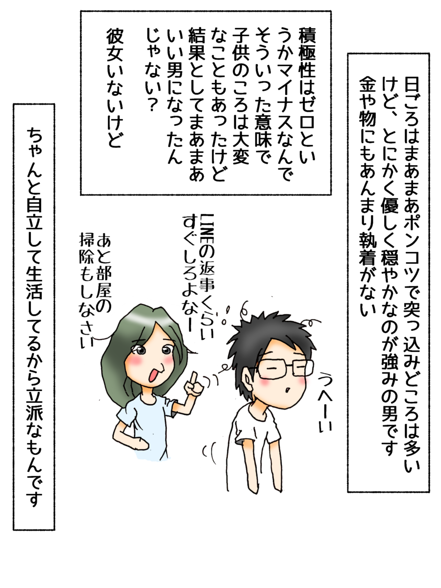 日ごろはまあまあポンコツで突っ込みどころは多いけど、とにかく優しく穏やかなのが強みの男です