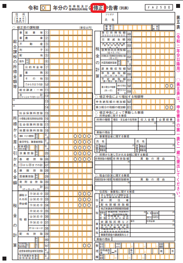 修正申告書（引用元：国税庁）