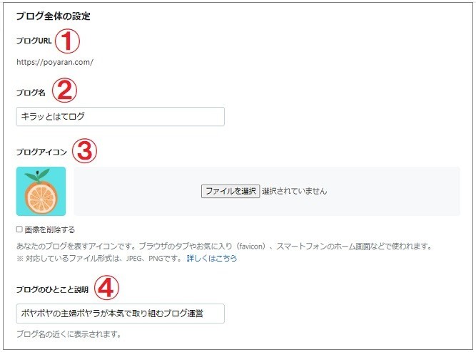 基本設定/ブログ全体の設定１～４