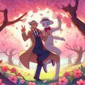 桜の木の下で踊る謎のおじさん