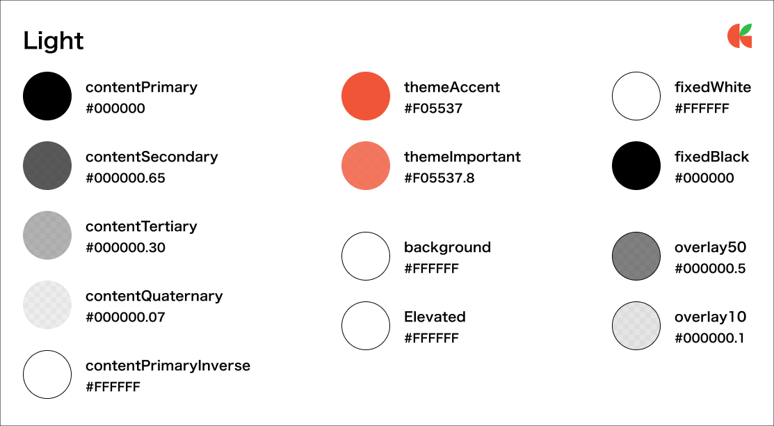 ライトモードで利用するクラシルデザインシステムカラー