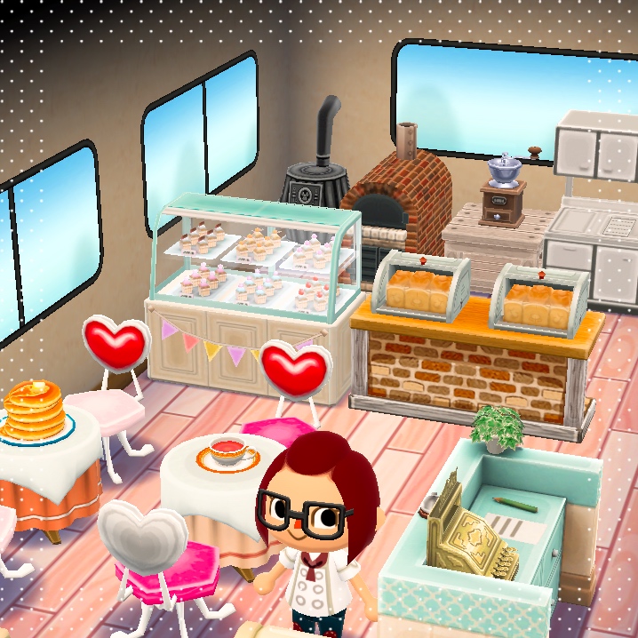 ポケ森 ピンクとブルーのパン屋さん さんちゃのあつ森日記