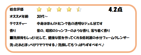 f:id:purachina1005:20201027142708p:plain 私の決めた洗顔フォーム採点表