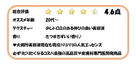 イッツスキン美容液の採点表