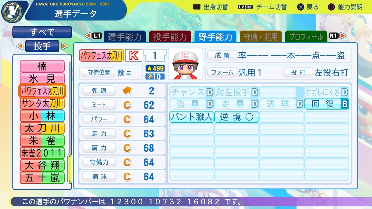 パワプロ2024作成 サクセス 太刀川広巳(二刀流)*パワフェスLv13版