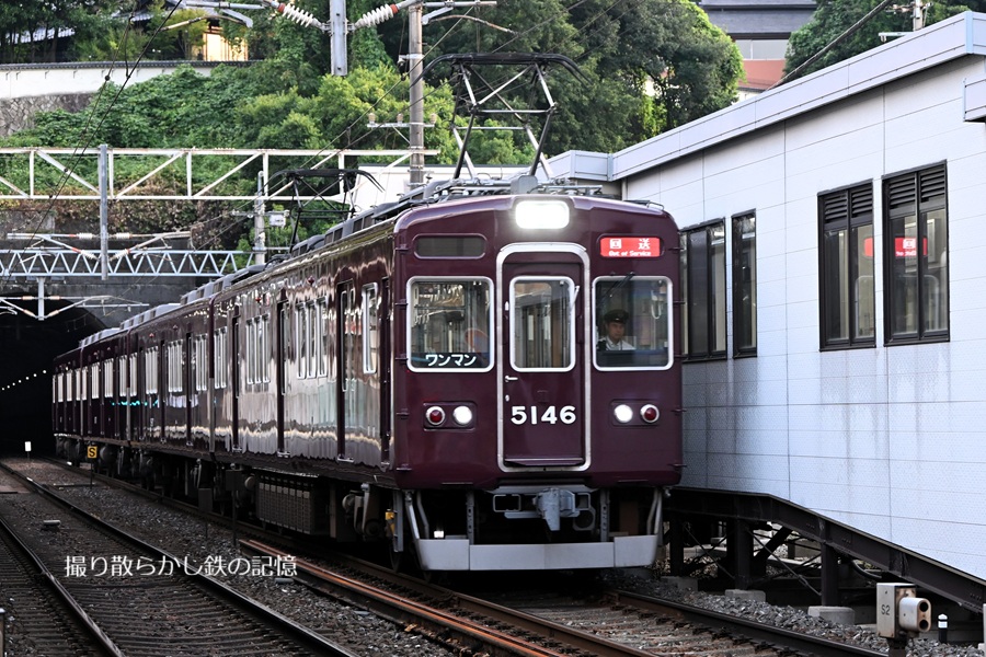 能勢電 吉田街道踏切(2026.8.14) 旧阪急 5146F 回送 - 撮り
