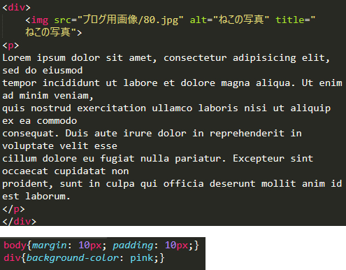 ページのソース内容とCSSの中身