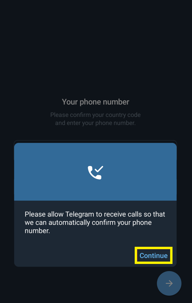 Telegram 発信 許可