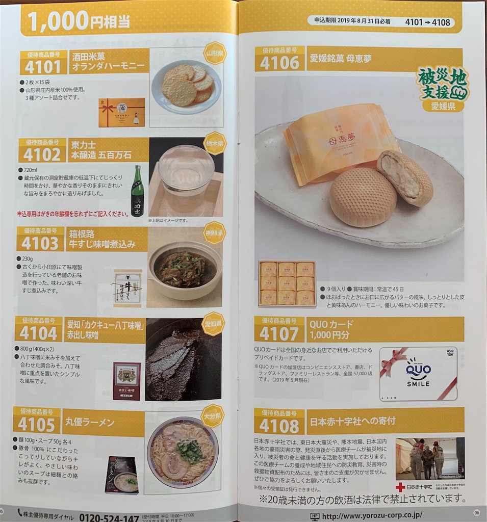 ヨロズ 7294 から株主優待カタログが到着 ゆうあい優待 2019年の株主優待