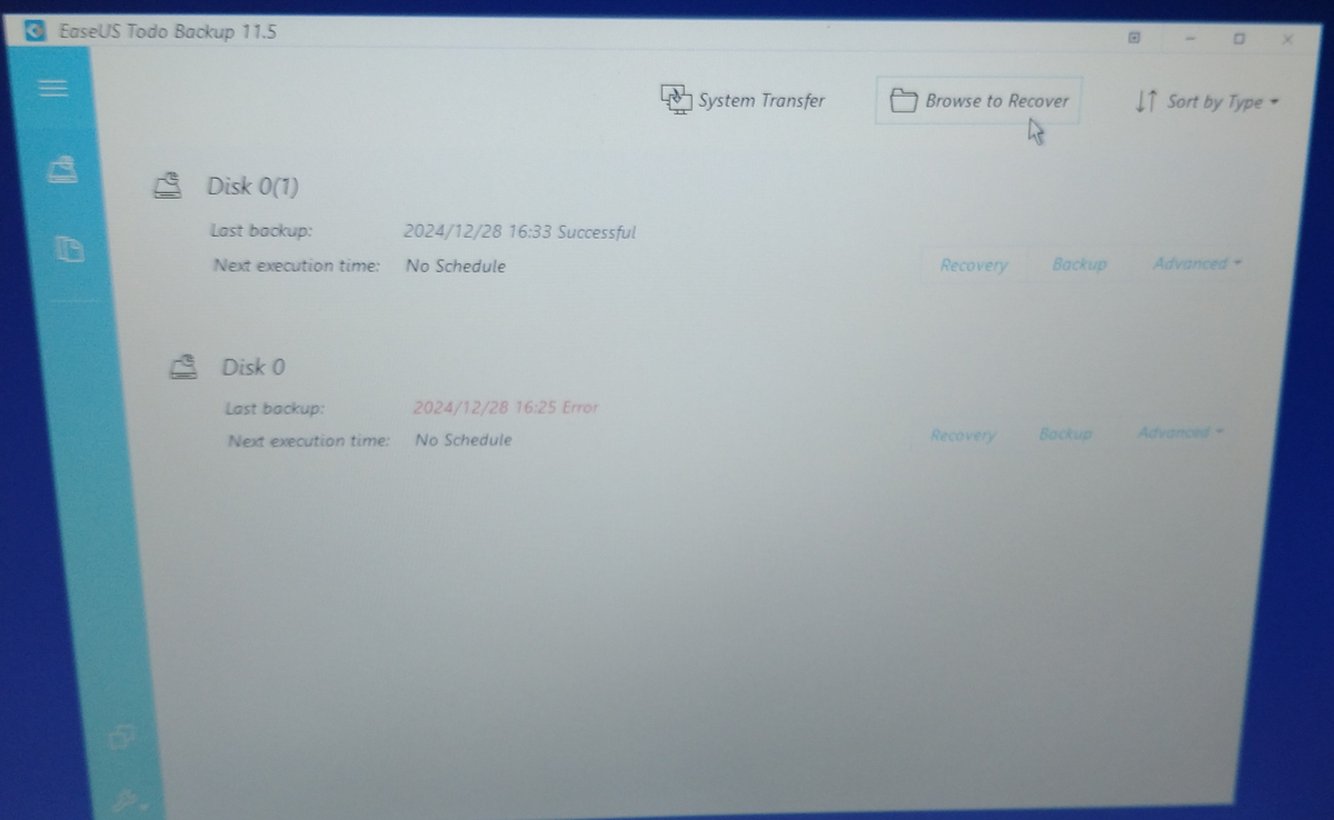 EaseUs ToDo Backup 11.5 ブータブルディスク起動後