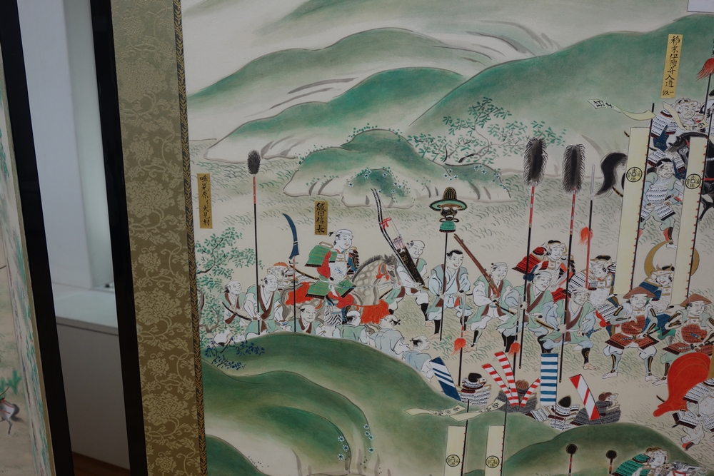 書画　支那事変　野砲戦図　小屏風　衝立　M　R7573B 小牧長久手合戦図屏風 Getting decapitated whilst decapitating A