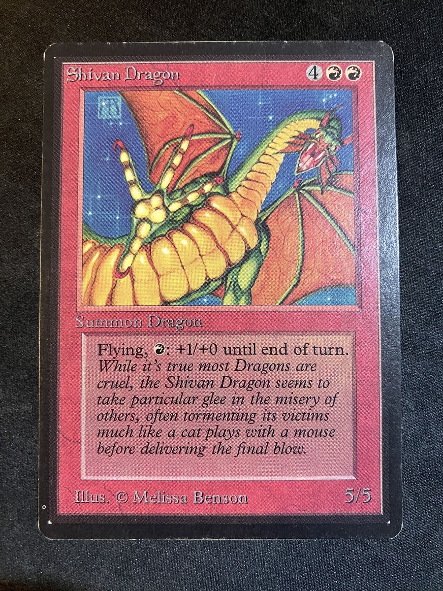 サイン入り複製原画【シヴ山のドラゴン/Shivan Dragon】額装付 MTG