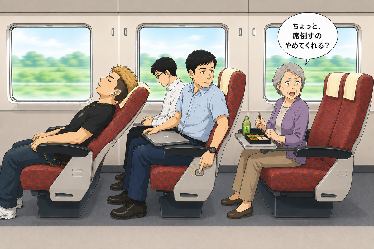 リクライニング声掛け論争！正しいマナーは？ - 夫婦で呑み鉄！たこ