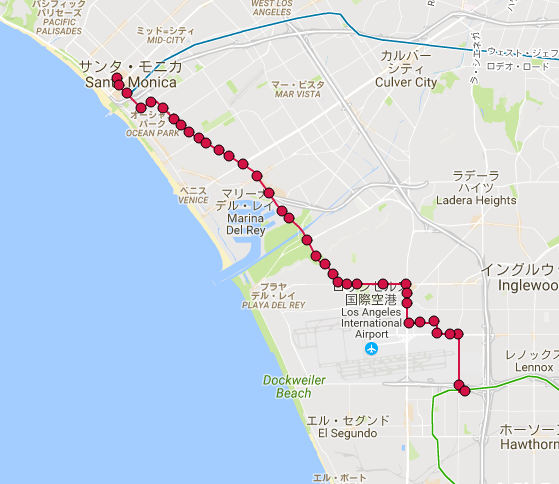 ロサンゼルス BlueBus Route3 路線図MAP ロサンゼルス BlueBus Route3 路線図MAP