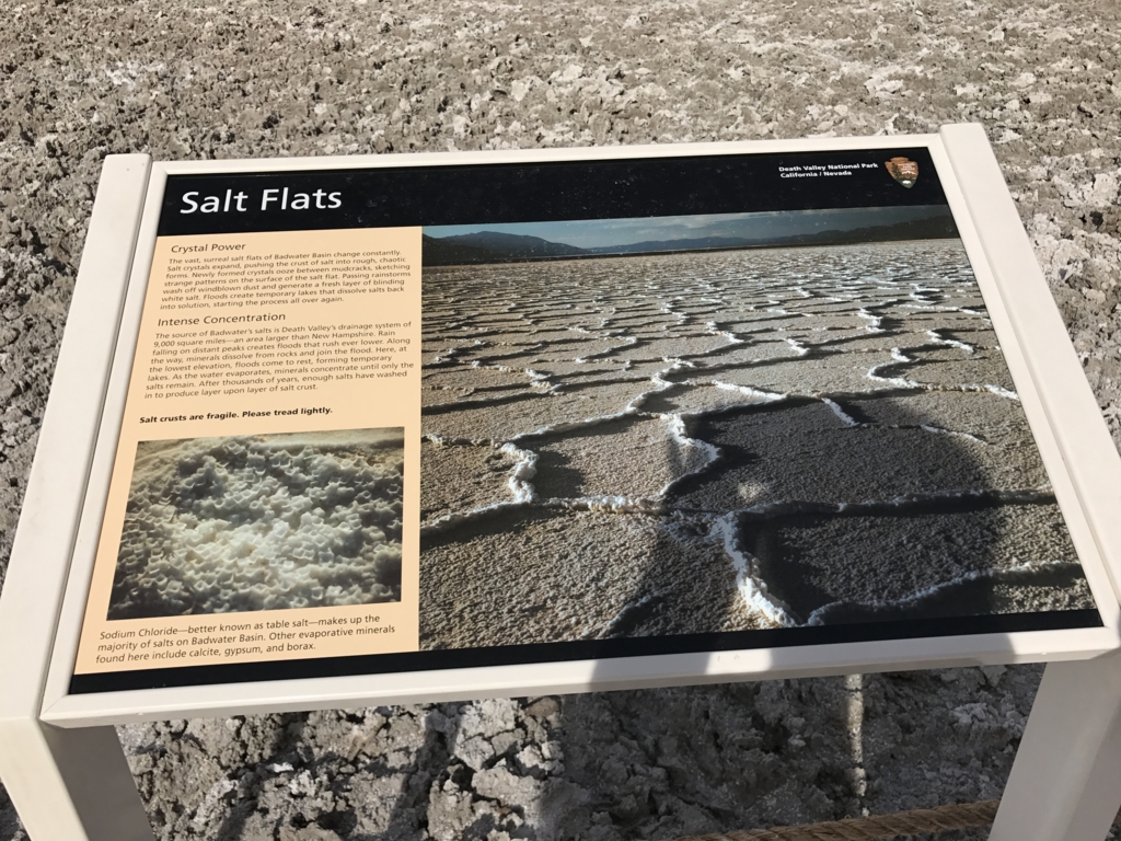 デスバレー国立公園 Bad Water Salt Flats 案内板 デスバレー国立公園 Bad Water Salt Flats 案内板