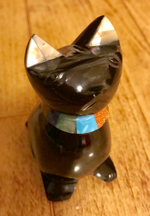 メキシコ テオティワカン遺跡 民芸品 黒曜石？の猫