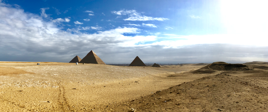 エジプト ギザ 3大ピラミッド「パノラマポイント」 からの 眺め パノラマ撮影