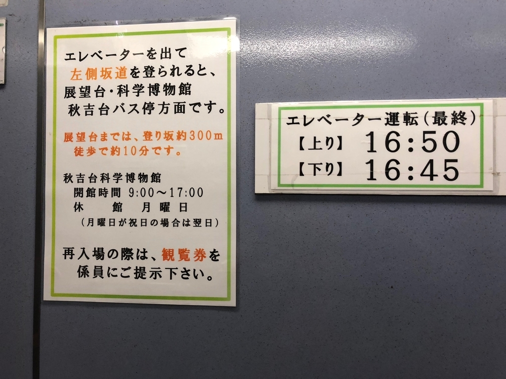 山口県秋吉台国定公園 秋吉台 秋芳洞エレベータ入り口 再入場には観覧券提示