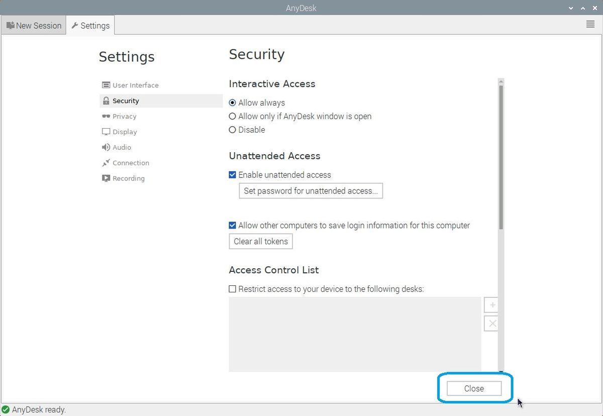 anydesk close