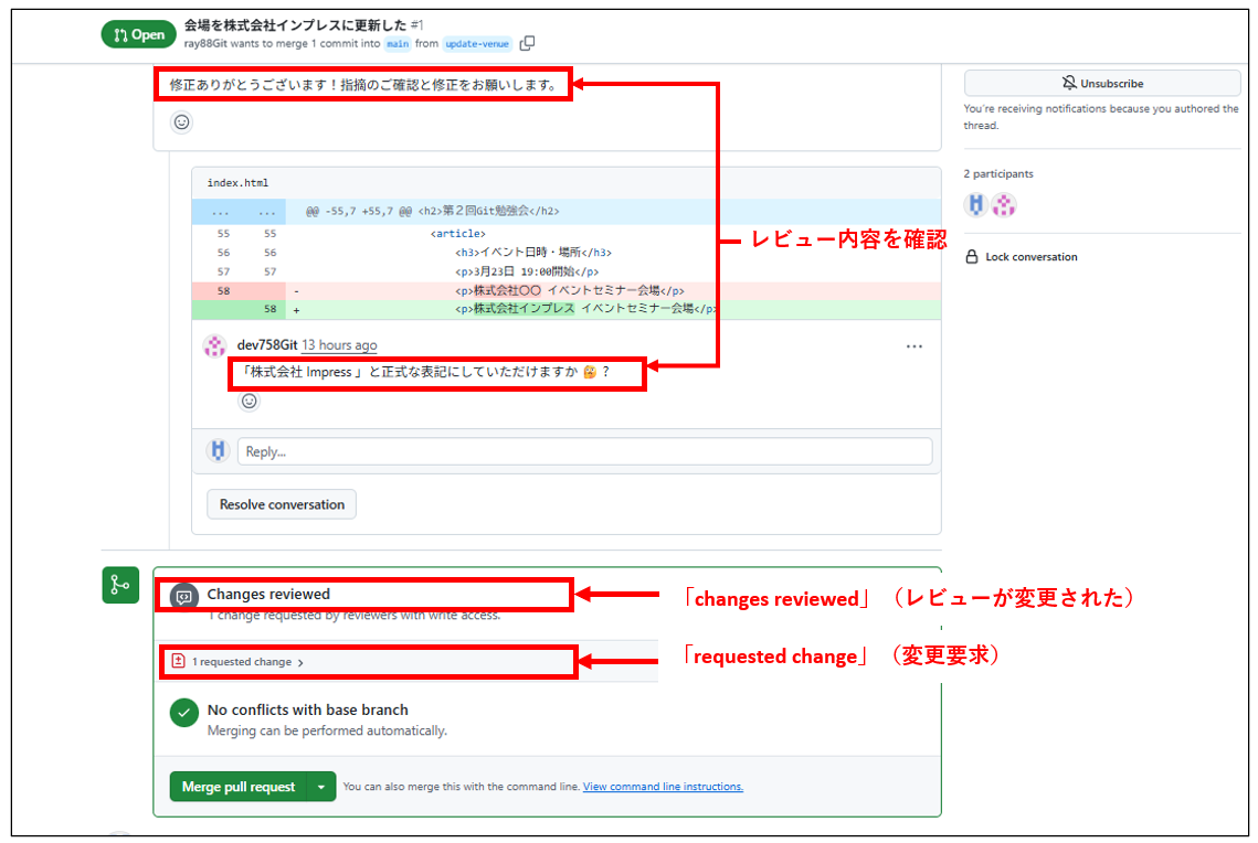 コメント確認用 GitHub レビュアーからのコメントを確認する - ray88's diary