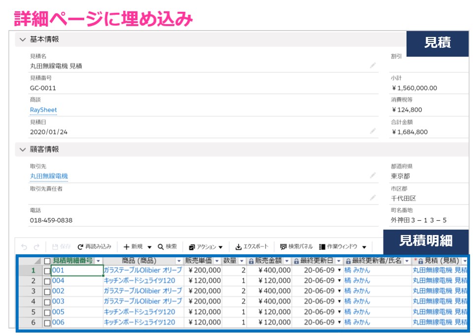 RaySheetを詳細ページに埋め込む