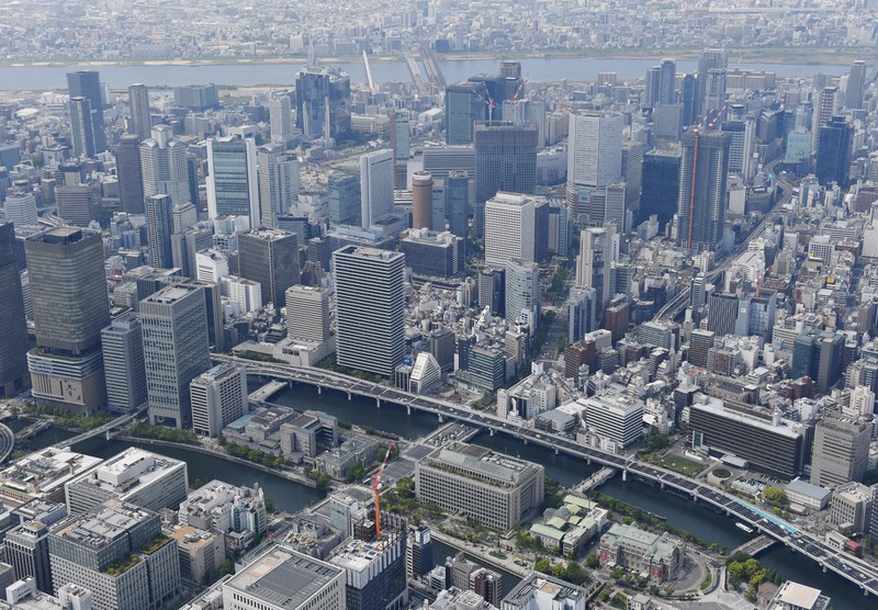 大阪市街地=本社ヘリから大西達也撮影