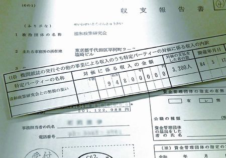 パー券購入者数 捏造/疑惑の方程式「&times;０．６７５」 安倍派資金報告 二階派も/日曜版が特報