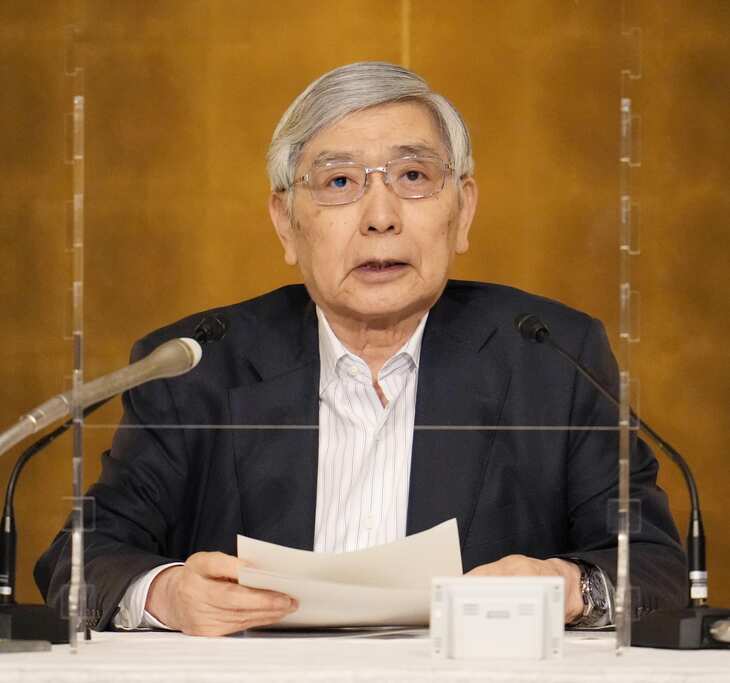 共同通信きさらぎ会で講演する日銀の黒田総裁=6日午後、東京都千代田区のホテル