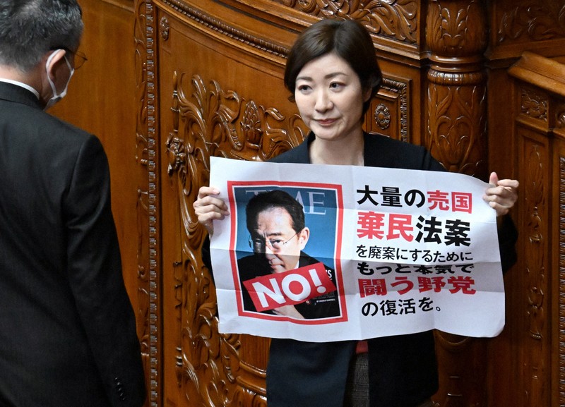 れいわ新選組の共同代表を務める大石晃子衆院議員＝国会内で2023年5月12日午後2時17分、竹内幹撮影